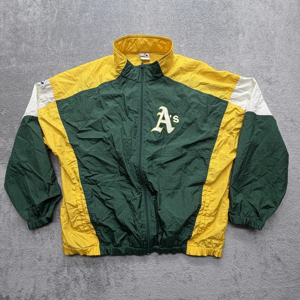Vintage Oakland Athletics Jacket Mens‎ Large Green MLB Baseball Apex One 90s